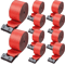 Heavy Duty Red Winch Straps Tie Down Truck Straps With Flat Bed Hooks 0
