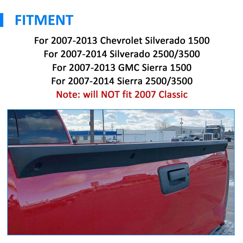 20072014 Chevy Silverado Sierra Tailgate Top Protector Spoiler Cap Cover OEM Style Durable Prote 2