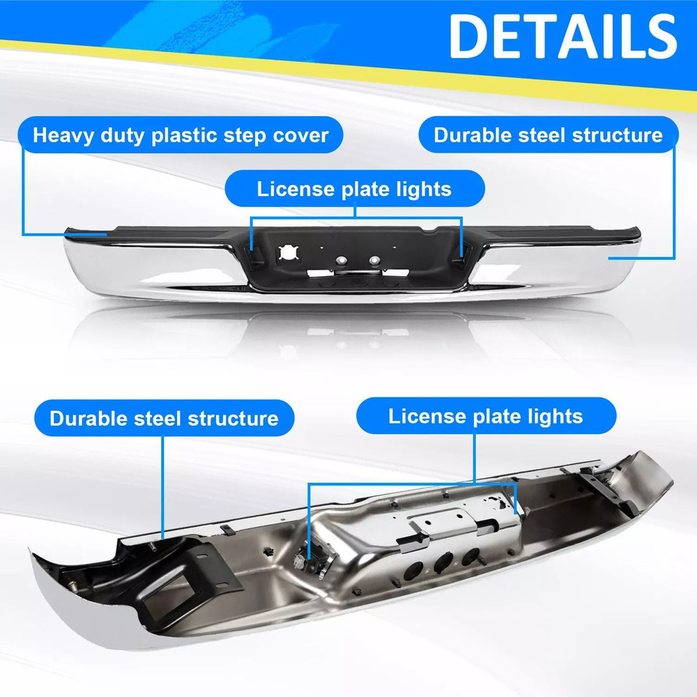 0408 Dodge RAM 1500 2500 3500 HD Chrome Rear Step Bumper Assembly HeavyDuty Steel Replacement 12