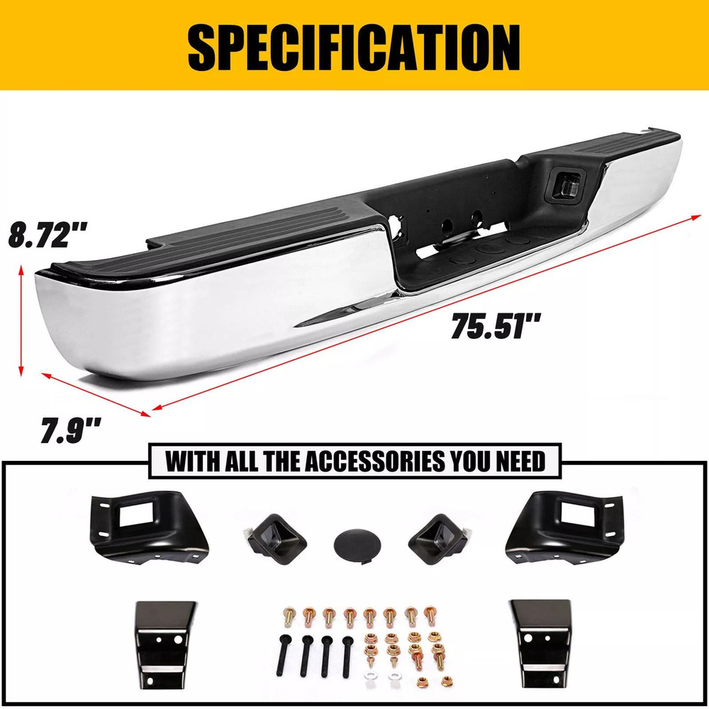 0408 Dodge RAM 1500 2500 3500 HD Chrome Rear Step Bumper Assembly HeavyDuty Steel Replacement 15