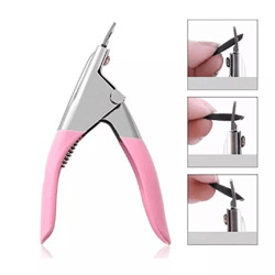 acrylic nail clipper scissor, u edge false nail cutter manicure tool for tips, stainless steel precision nail tip trimer