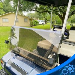 folding golf cart windshield for club car ds 1982-2000.5 – tinted pc windscreen, no-drill installation