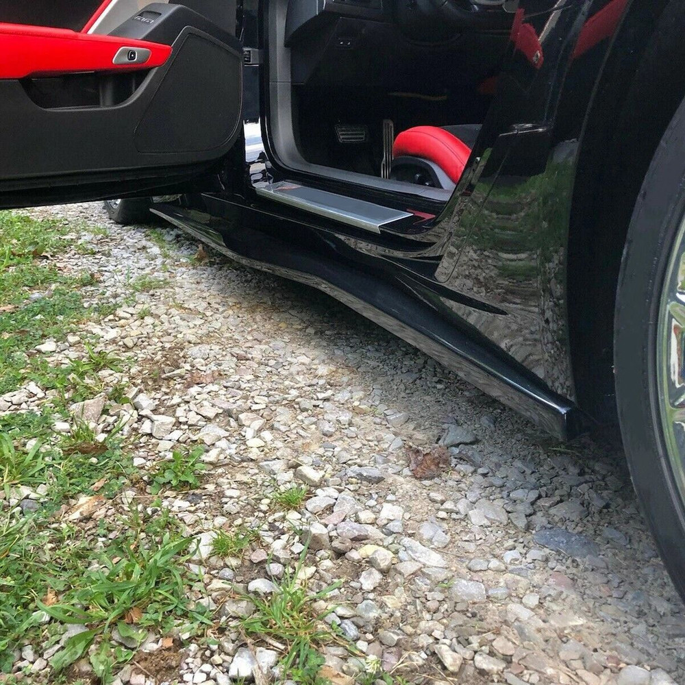 Gloss Black Z06 Style Side Skirt Extensions Splitter For 20142019 Corvette C7 Aggressive Styling U 2