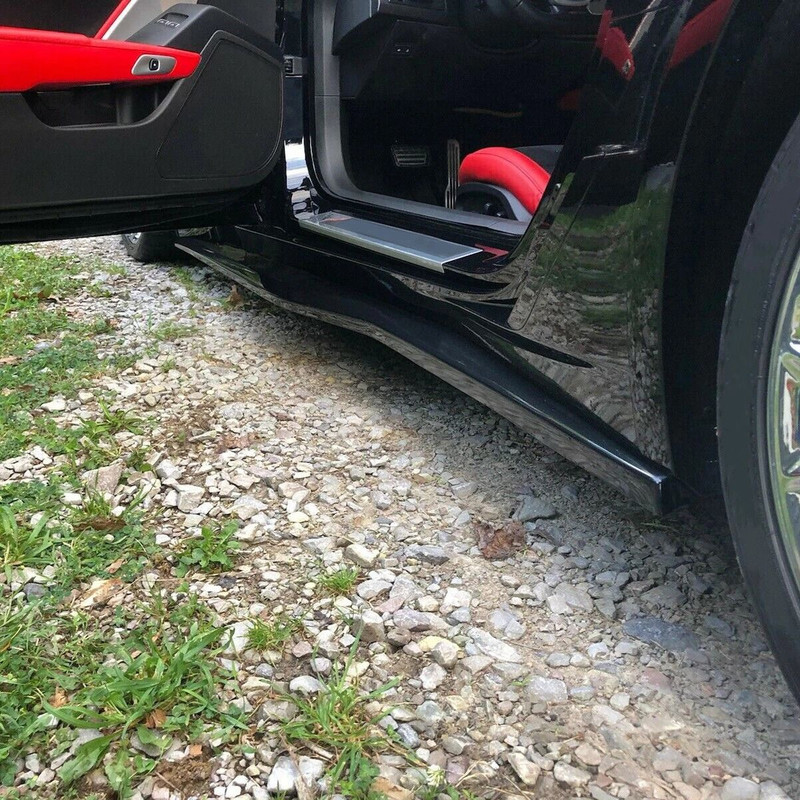 Gloss Black Z06 Style Side Skirt Extensions Splitter For 20142019 Corvette C7 Aggressive Styling U 2