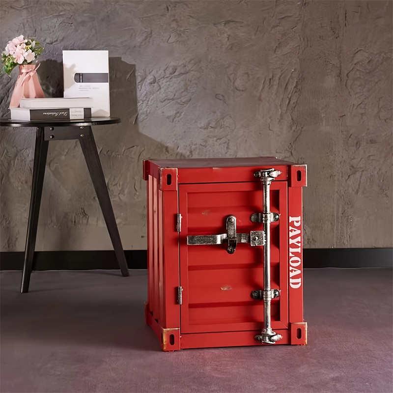 Industrial Style Cabinet Coffee Table  Side Table Iron Creative Bedside Cabinet With Small Storage  3