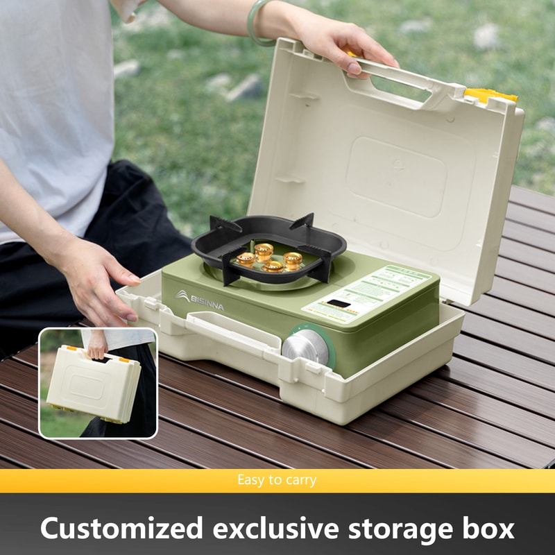 Portable Camping Gas Stove 5800W High Firepower Outdoor Cassette Burner Windproof Design For Picnic 3