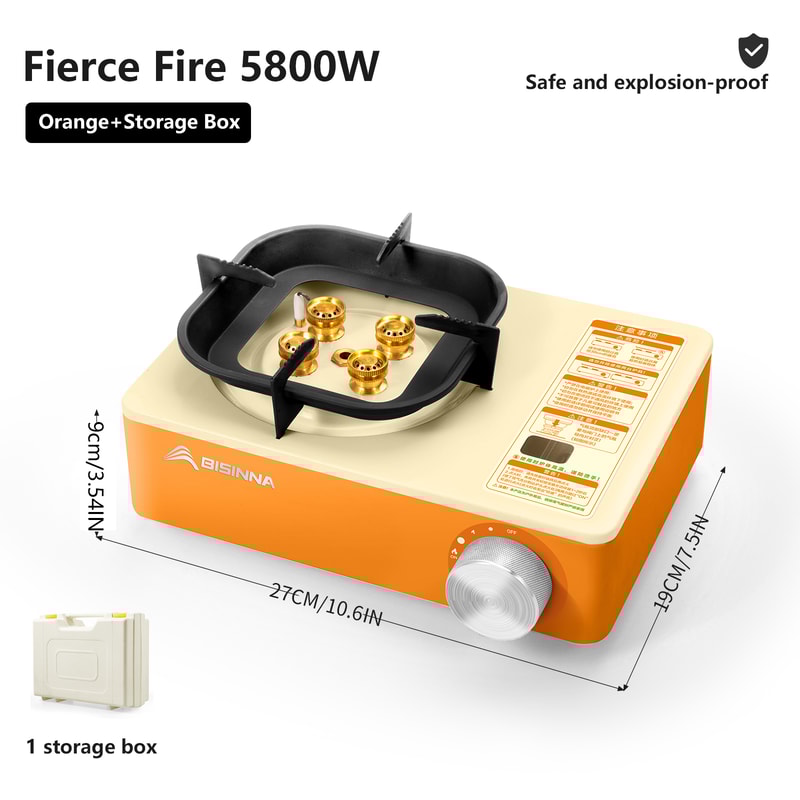 Portable Camping Gas Stove 5800W High Firepower Outdoor Cassette Burner Windproof Design For Picnic 6