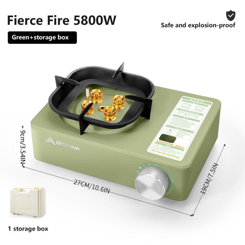 Portable Camping Gas Stove 5800W High Firepower Outdoor Cassette Burner Windproof Design For Picnic 8