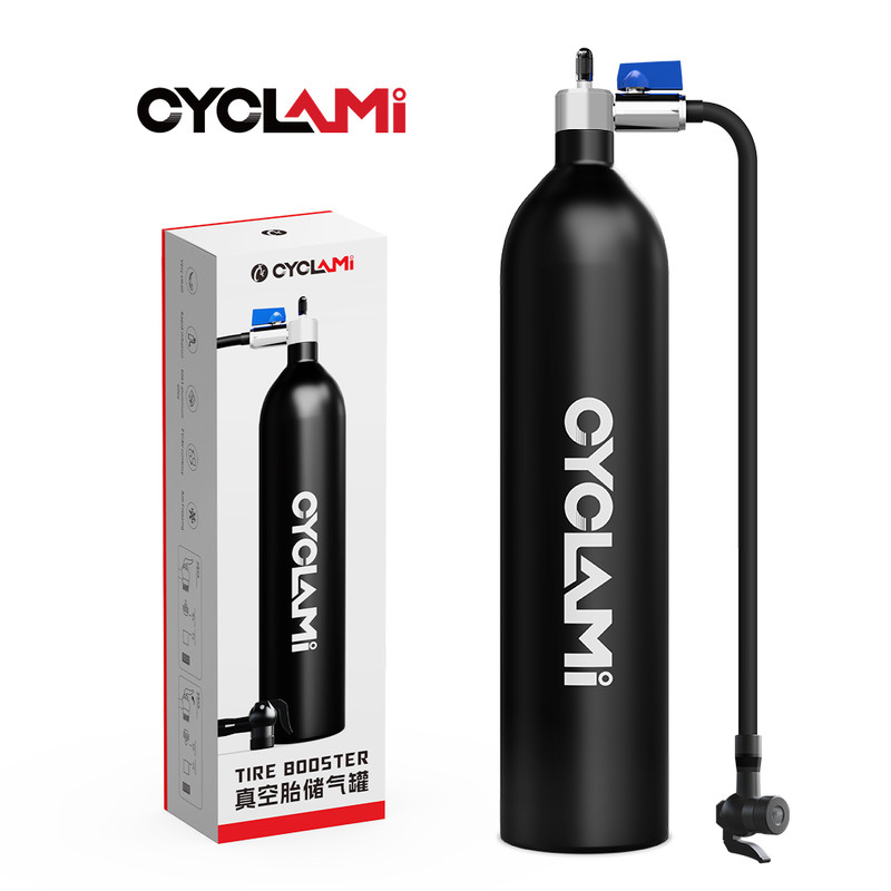 High-Pressure Aluminum Alloy 1.3L MTB Road Inflator Tyre Air Bottle, Tubeless Tire Booster with Valve Gas Cylinder