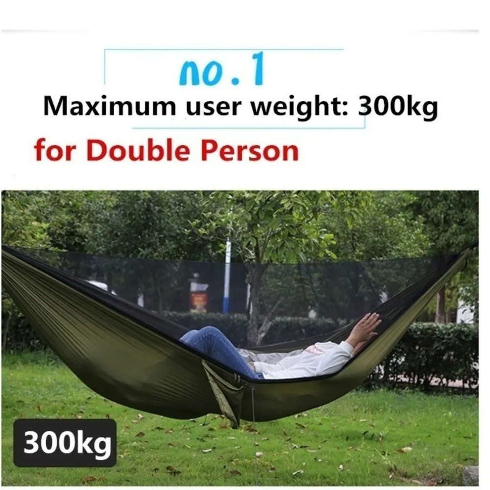 Outdoor Camping Hammock With Mosquito Net, Lightweight Hanging Hammocks in High-Strength Parachute Fabric for Adventures
