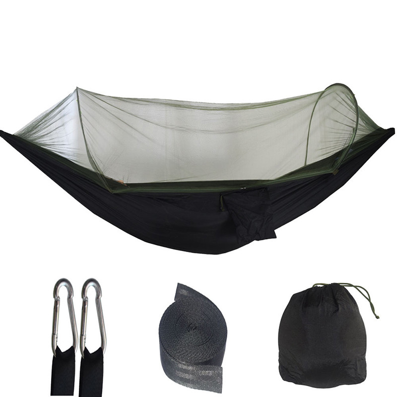 Outdoor Camping Hammock With Mosquito Net, Lightweight Hanging Hammocks in High-Strength Parachute Fabric for Adventures