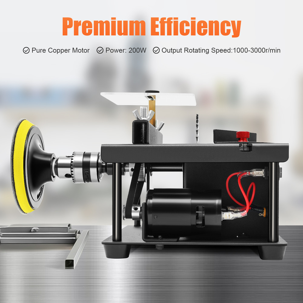 200W Cutting Tool Machine Mini Table Saw Multi-Functional Cutting Bench with 7-Speed Adjustable & 0-90° Angle Cutting