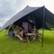 Garden Camping Black Coating Tarp Rainproof & UV Resistant Large Space Sunshade, Hexagonal Butterfly Sun Shelter