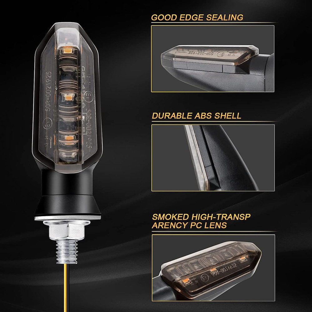 Mini Amber LED Motorcycle Turn Signal Lights Blinker Flashing Indicator Lamps for Bike Scooter Motorbike Accessories