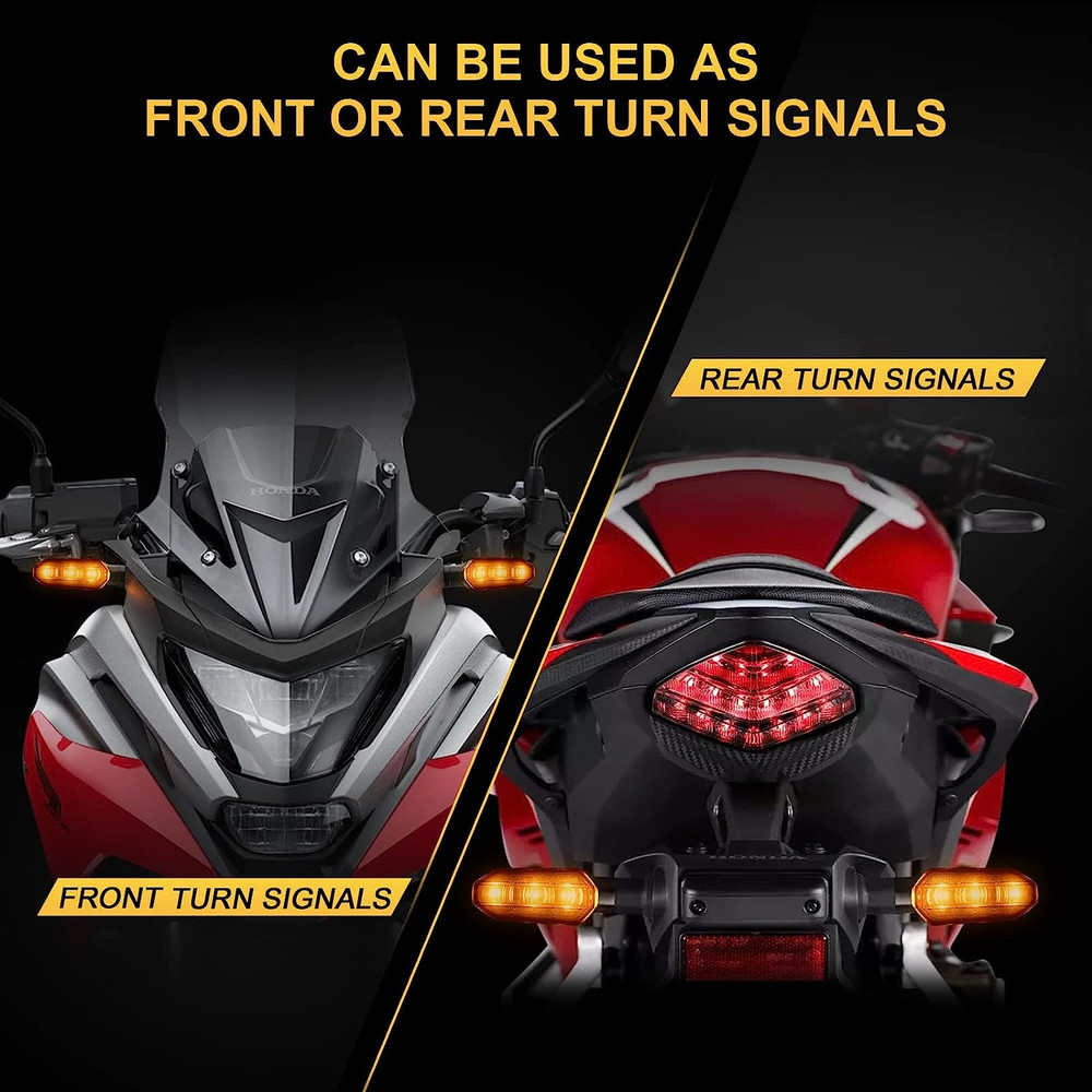 Mini Amber LED Motorcycle Turn Signal Lights Blinker Flashing Indicator Lamps for Bike Scooter Motorbike Accessories