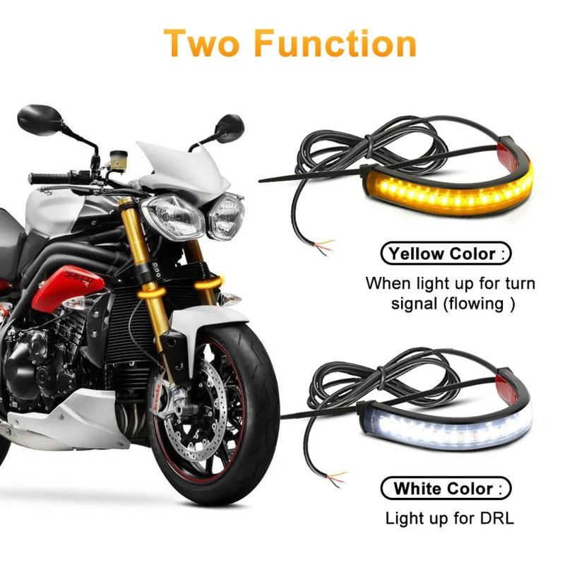 LED Motorcycle Turn Signal Light  DRL Amber White Blinker Fork Ring Strip Flasher Indicator For Bik 2