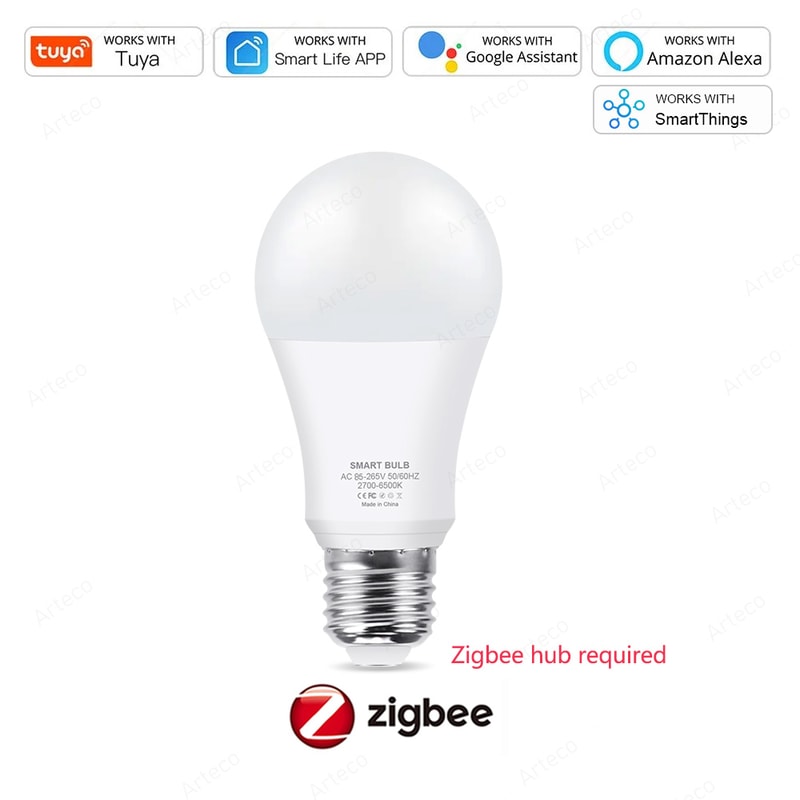 Smart Tuya Zigbee LED Light Bulb, WiFi RGB Cool Warm White Smart Bulb Works with Alexa & Google Home for Room Decor