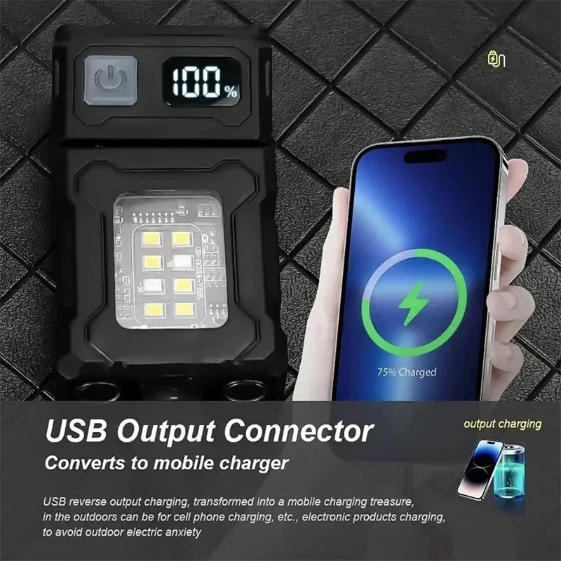 Super Bright MINI USB Rechargeable LED Flashlight, Portable Tail Magnet Camping Lantern Side COB Emergency Light
