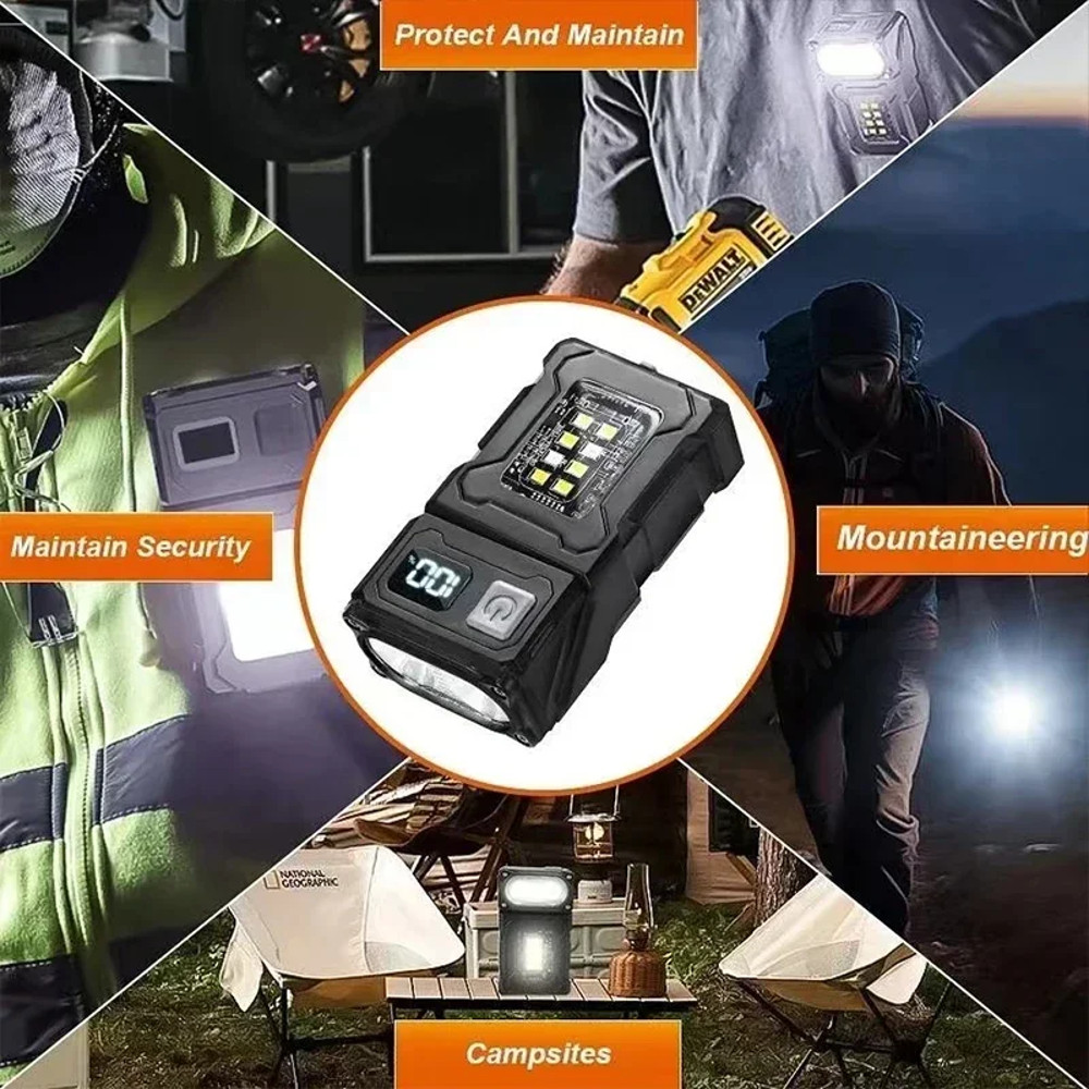 Super Bright MINI USB Rechargeable LED Flashlight, Portable Tail Magnet Camping Lantern Side COB Emergency Light