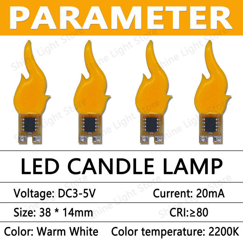 LED Flashing Candle Flame Lights COB Diodes for Birthday Party Decor, DIY Crafts, Wedding and Holiday Lighting Accessory