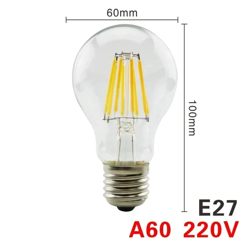 Vintage LED Retro Edison Bulb, Glass Filament Lamp C35 Decorative Lighting