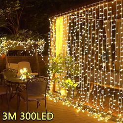 led fairy curtain string lights usb garland lamp 8 lighting modes for christmas, wedding, new year & home decoration