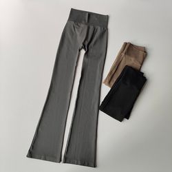 seamless high waisted flared leggings, compression pants for outdoor fitness, no awkward lines, body lifting workout
