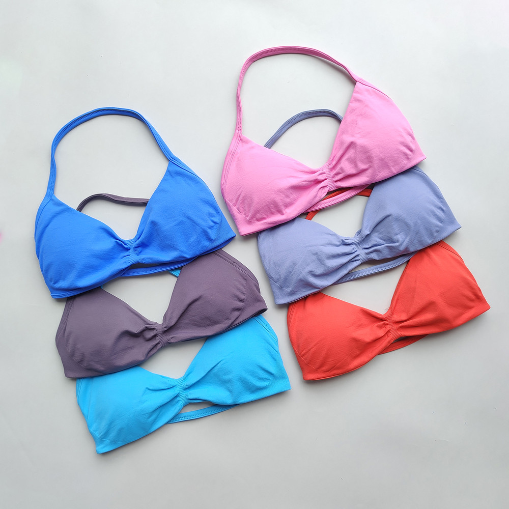 Strappy Backless Yoga Sports Bra for Women, Halter Workout Gym Bra with Removable Cups, Comfortable Activewear Gym Top