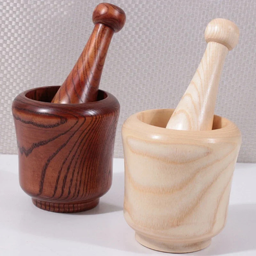 Wooden Mortar And Pestle Set  Ginger Crusher Spice Grinder Garlic Mincer  Fresh Chopped Graters For 0
