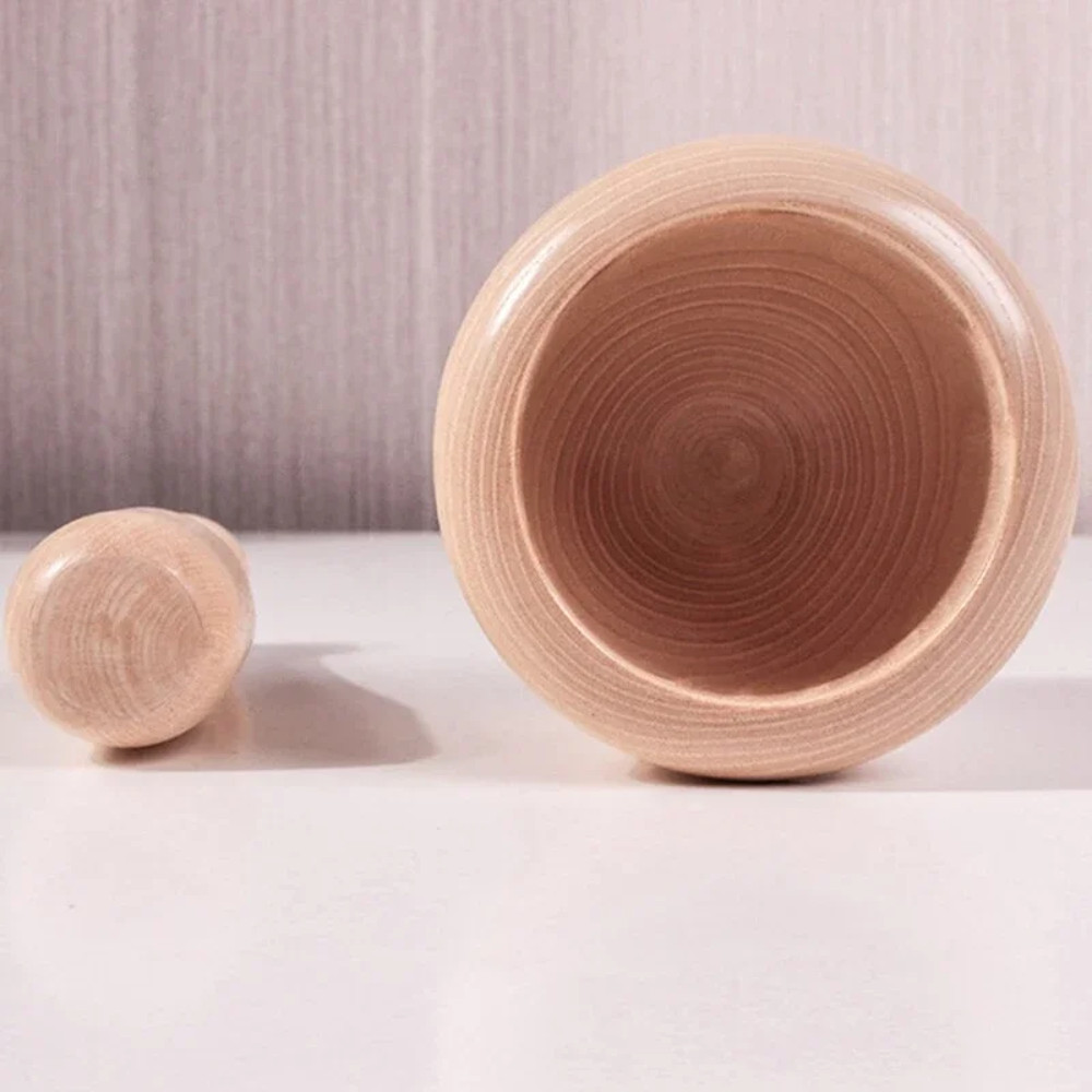 Wooden Mortar And Pestle Set  Ginger Crusher Spice Grinder Garlic Mincer  Fresh Chopped Graters For 2