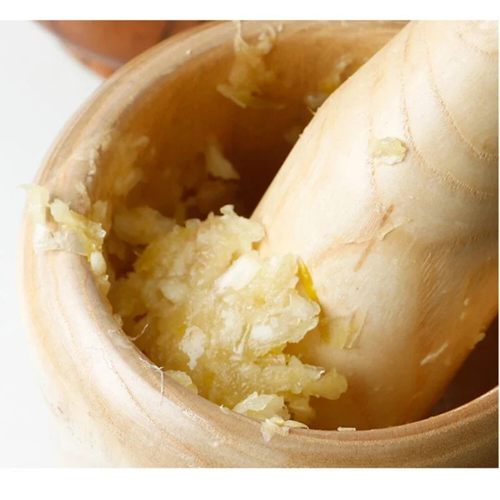 Wooden Mortar And Pestle Set  Ginger Crusher Spice Grinder Garlic Mincer  Fresh Chopped Graters For 1