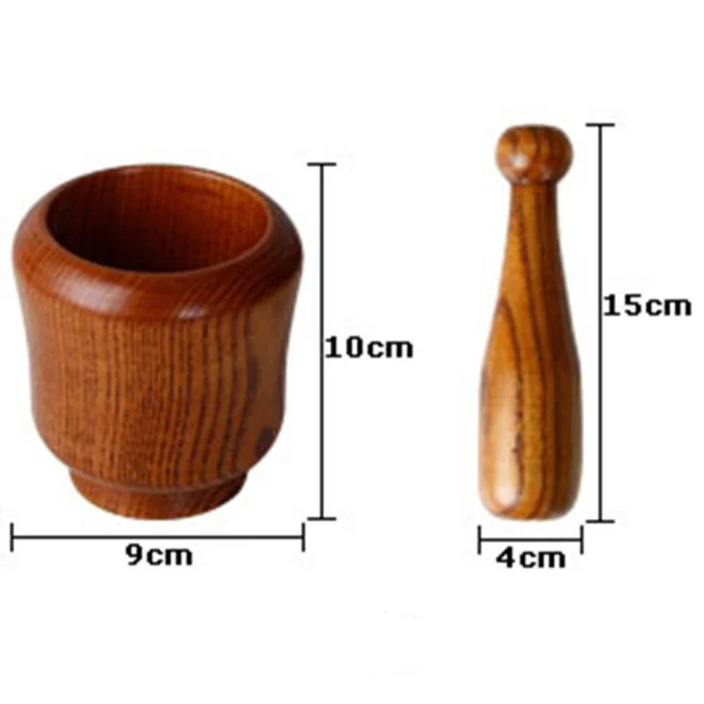 Wooden Mortar And Pestle Set  Ginger Crusher Spice Grinder Garlic Mincer  Fresh Chopped Graters For 4