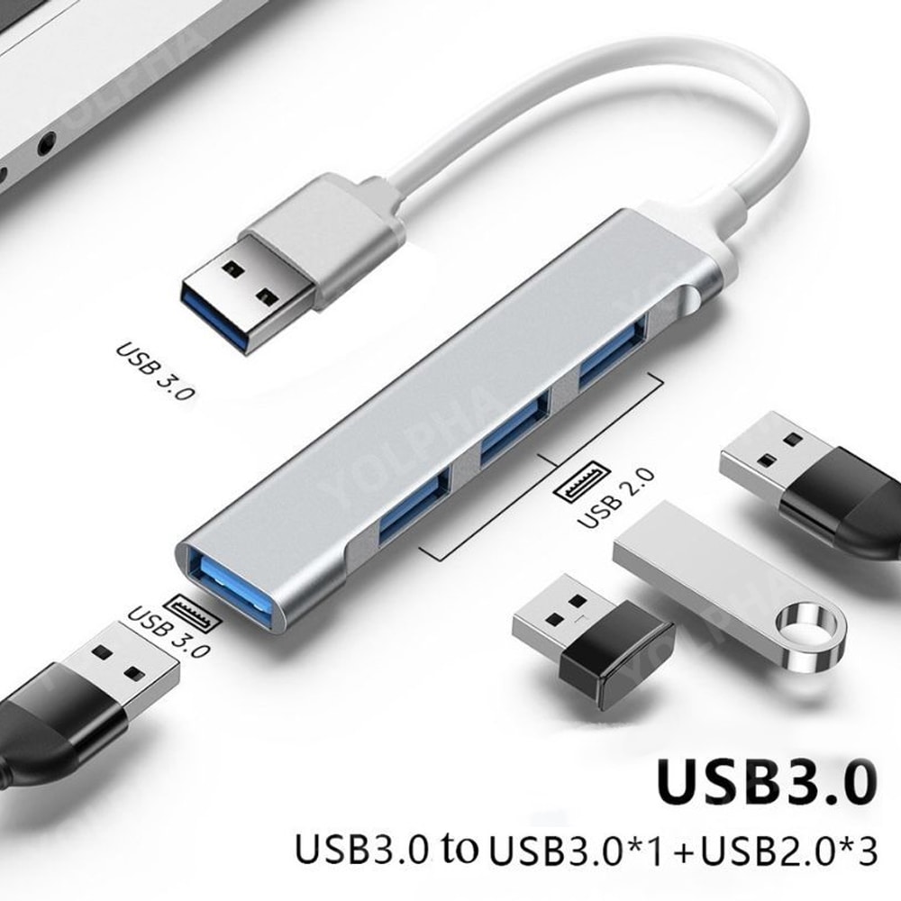 High Speed 4Port USB Hub Type-C Multiport Splitter for PC, Laptop & Computer Accessories with 4 USB 3.0 and 2.0 ports