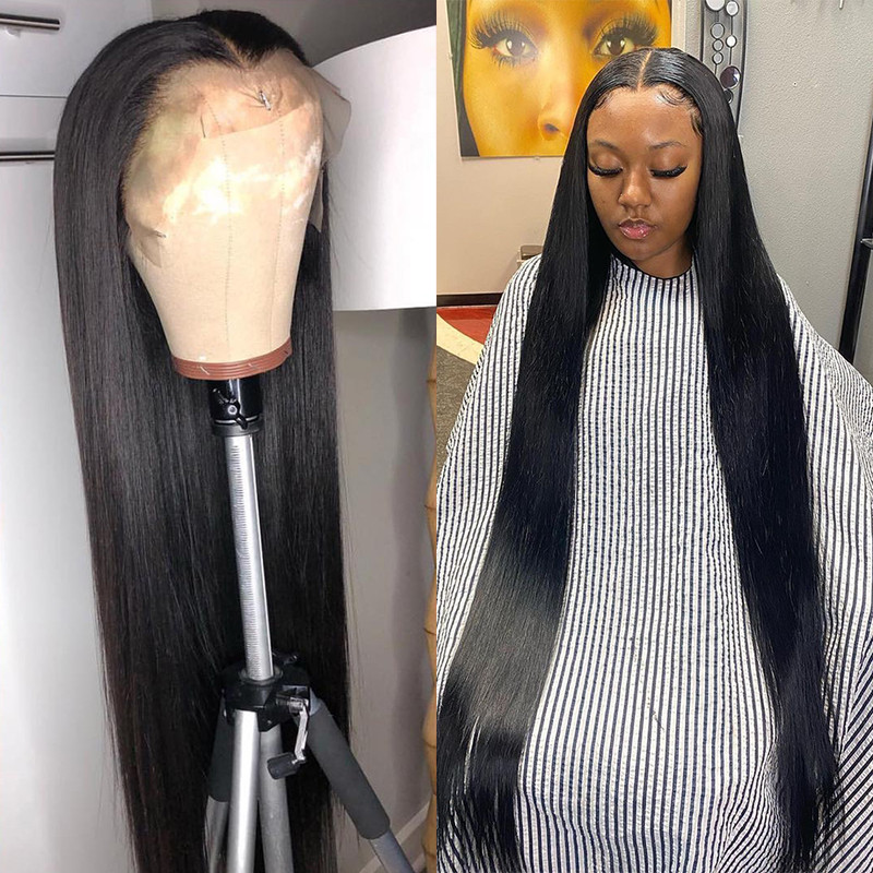 Brazilian Straight HD Lace Front Wig, Pre Plucked Human Hair Frontal Wigs for Women, Affordable High-Quality Natural