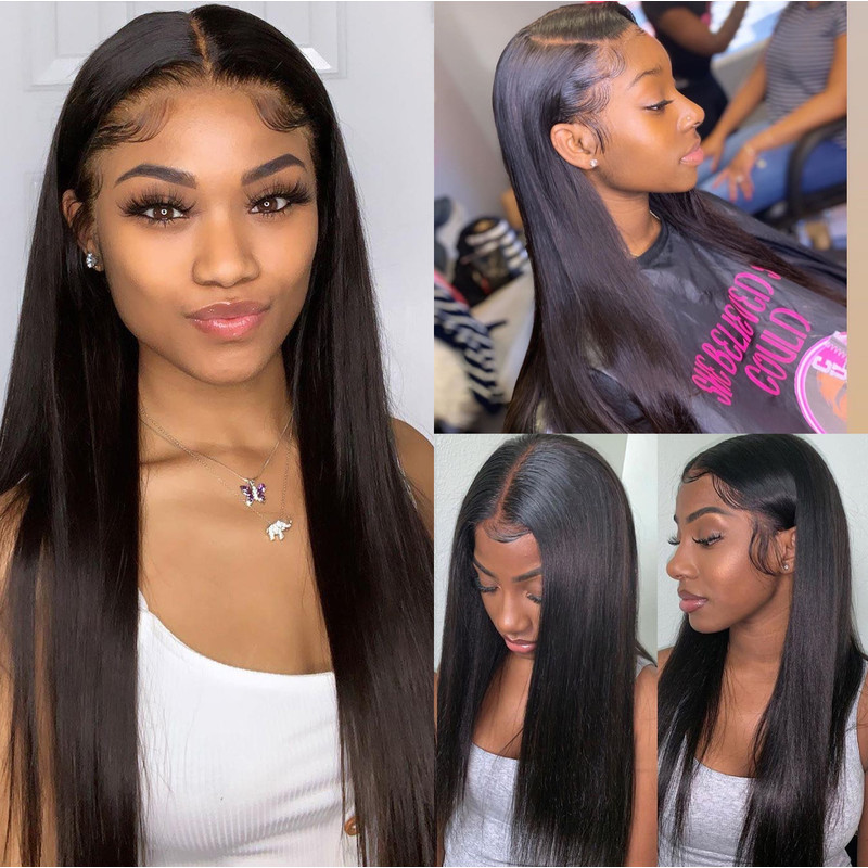 Brazilian Straight HD Lace Front Wig, Pre Plucked Human Hair Frontal Wigs for Women, Affordable High-Quality Natural