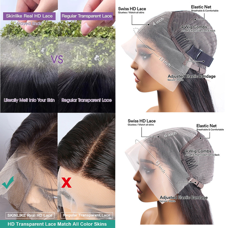 Brazilian Straight HD Lace Front Wig, Pre Plucked Human Hair Frontal Wigs for Women, Affordable High-Quality Natural