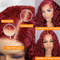 Red Burgundy 13x6 HD Lace Frontal Wig Human Hair, Deep Wave 13x4 Transparent Lace Front Curly Wig Pre-Plucked for Black