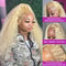 Wig Blonde Human Hair, Curly Lace Front Wig, Pre-Plucked Bleached Knots HD Lace Wig for Black Women