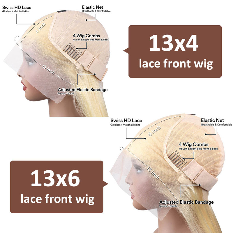 Wig Blonde Human Hair, Curly Lace Front Wig, Pre-Plucked Bleached Knots HD Lace Wig for Black Women