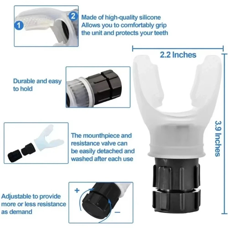 Breathing Exercise for Lungs Portable Breath Fitness Exerciser Device with Adjustable Resistances for Endurance Workout