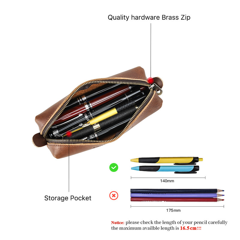 Vintage Leather Pencil Case, High Capacity School Pen Pouch for Kids, Boys, Girls, Business Office Stationery Organizer