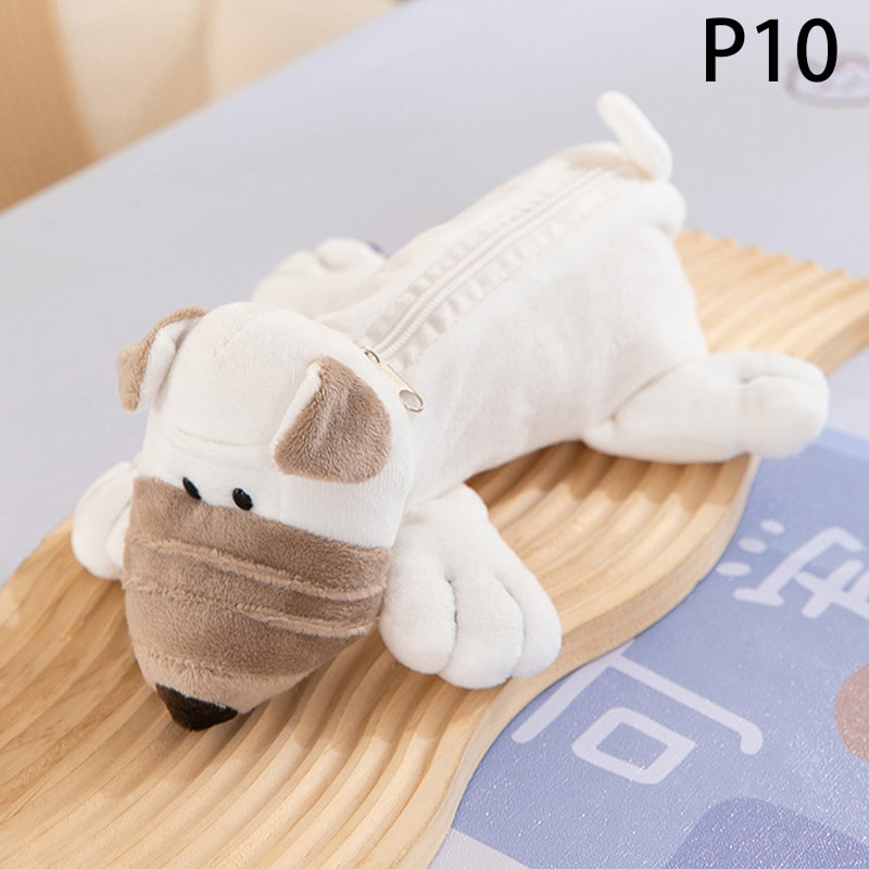 Plush Cartoon Animal Pen Case for Kids Elephant Lion Style, School Stationery Organizer Bag, Back to School Gift