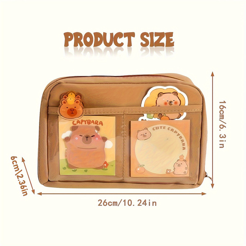 Cute Capybara Stationery Set , School Pencil Case Box with Stickers, Multi-Layer Organizer, Brooch, Keychain Gift