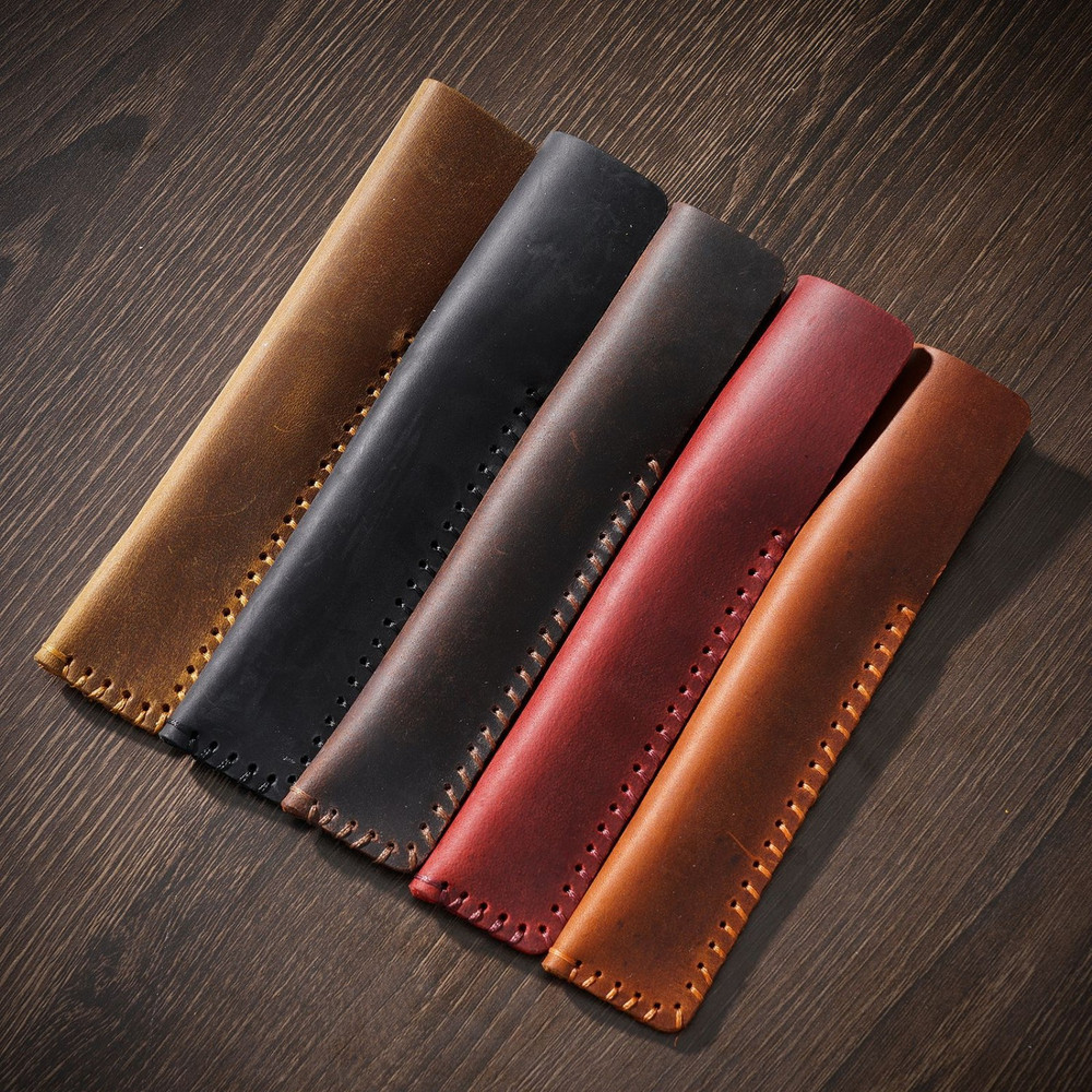 Vintage Leather Pencil Case, Handmade Cowhide Pen Holder, School and Office Pens Organizer Bag, Gift for Students