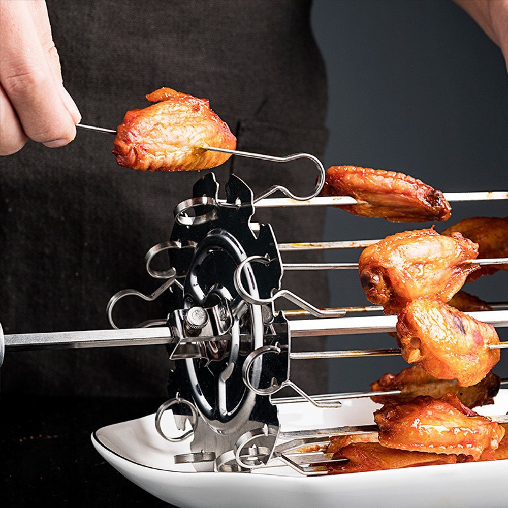 Premium Oven Grill Cage Stainless Steel Skewers For Rotating BBQ HeatResistant NonStick Kebab Maker 2
