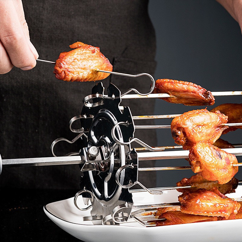 Premium Oven Grill Cage Stainless Steel Skewers For Rotating BBQ HeatResistant NonStick Kebab Maker 2