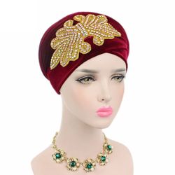 new luxury women rhinestone velvet hijab turban cap, muslim long tail headscarf, nigerian hijab, head scarf & bandanas