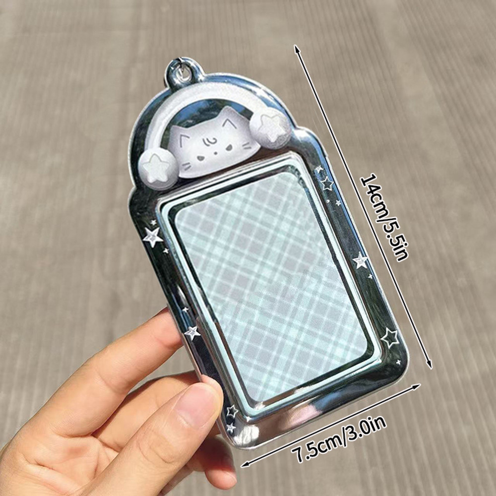 Y2K Cat Photo Card Holder, Cute Black Cat Kpop Photocard Holder Keychain for Backpack, Album, & Display Pendant