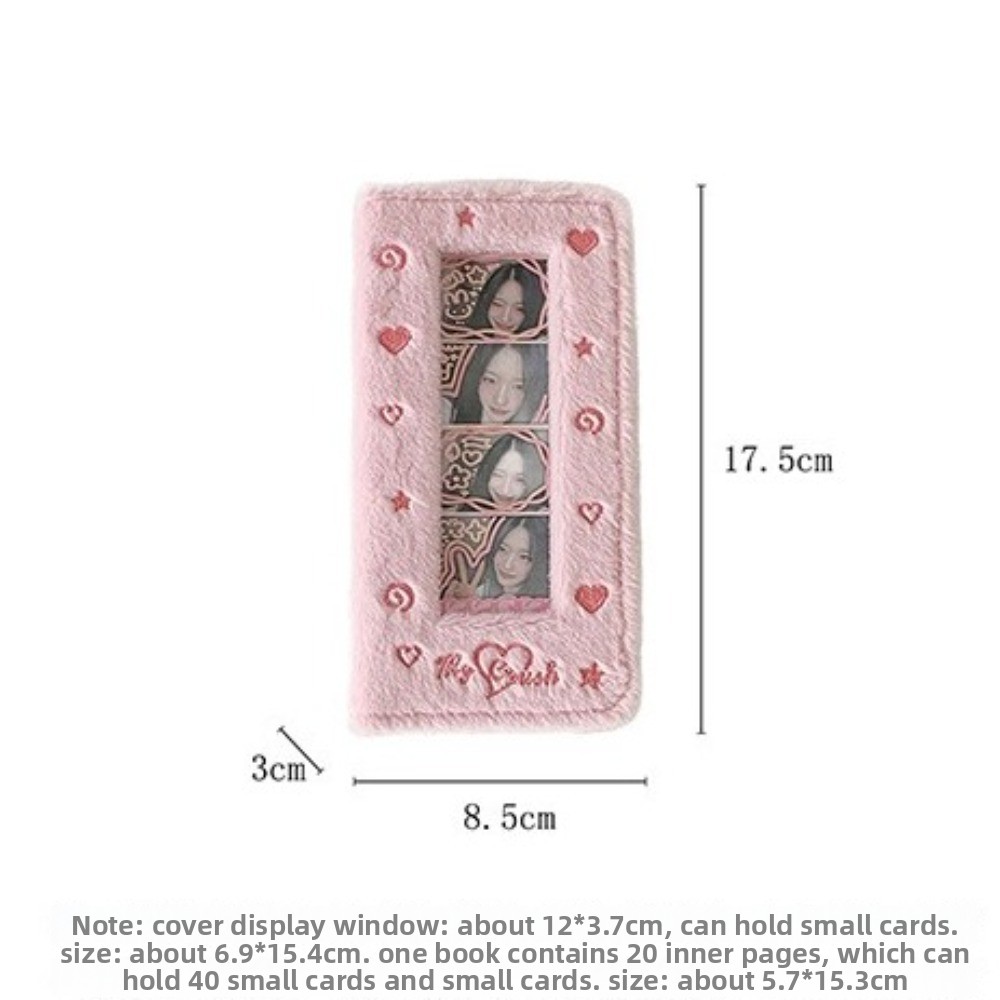 Cute Plush Mini Photocard Holder, 4 Grid Transparent PVC Card Holder for 20 Pages & 40 Photos, Star Photo Album Storage