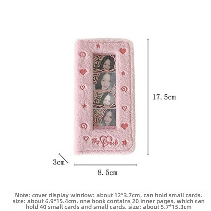 Cute Plush Mini Photocard Holder, 4 Grid Transparent PVC Card Holder for 20 Pages & 40 Photos, Star Photo Album Storage